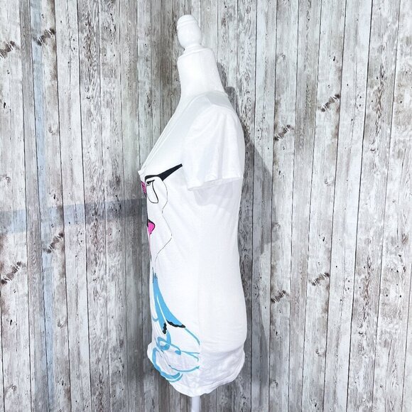 Kirra Short Sleeve Graphic Tee | White | V-Neck | Medium | Hummingbird | Women's - Picture 2 of 9